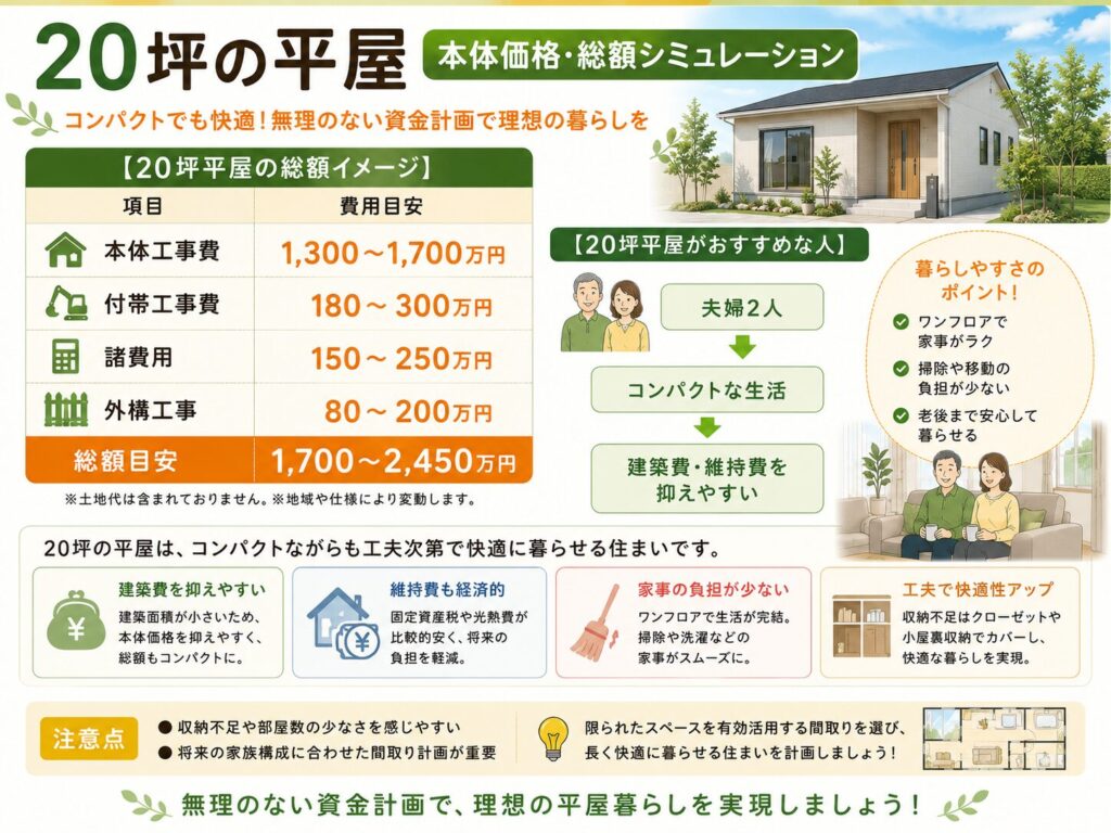 20-Tsubo Single-Story House | Base Price & Total Cost Simulation