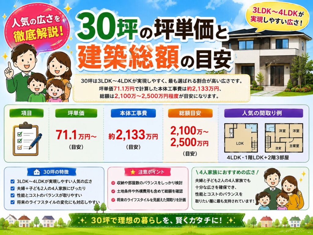 Estimated Cost per Tsubo and Total Construction Cost for a 30-Tsubo House