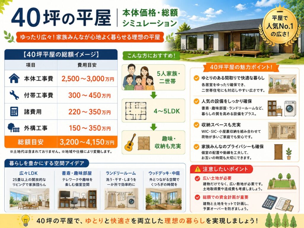 40-Tsubo Single-Story House | Base Price & Total Cost Simulation