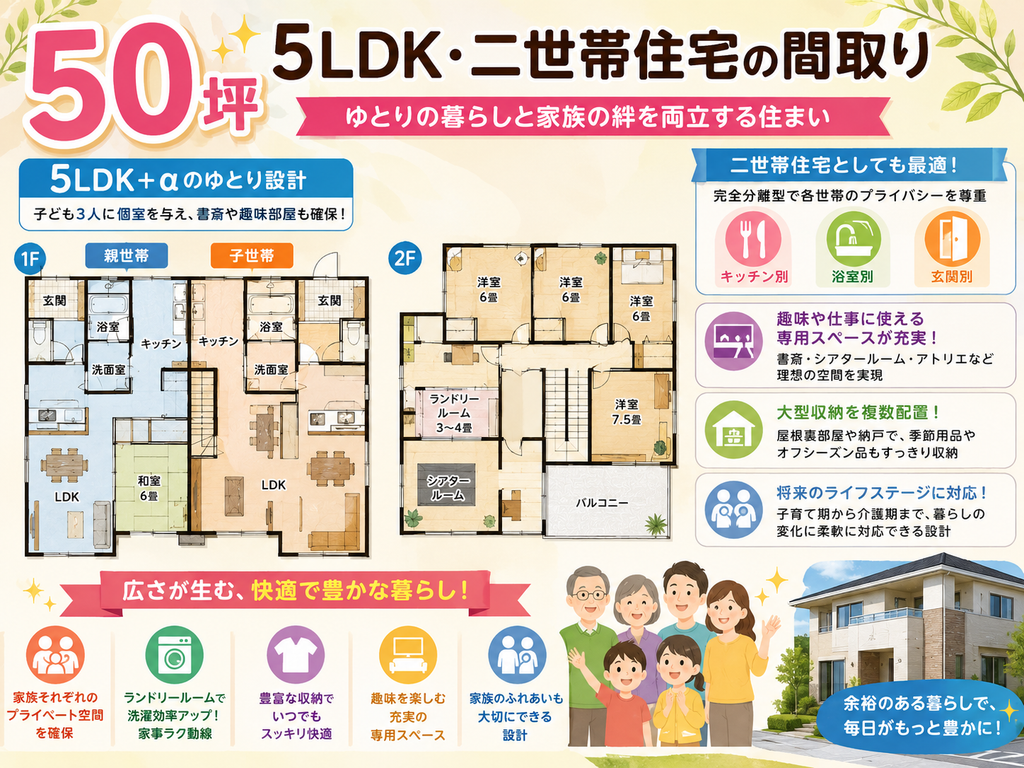 50 Tsubo | 5LDK Two-Generation Home Layout