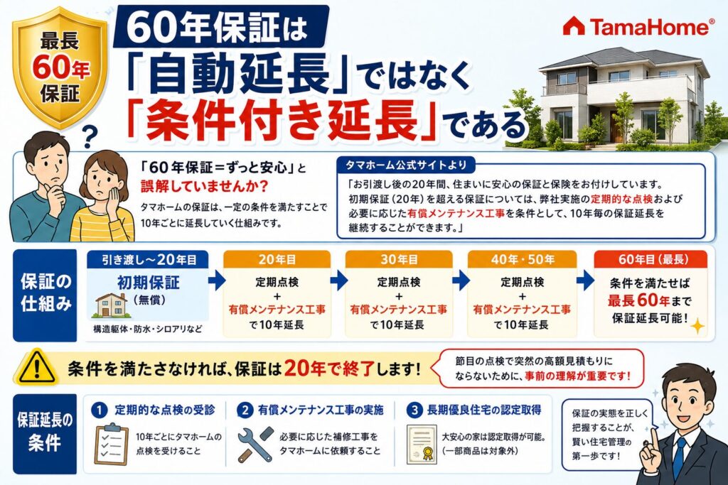 The 60-year warranty is a "conditional extension," not an "automatic extension."
