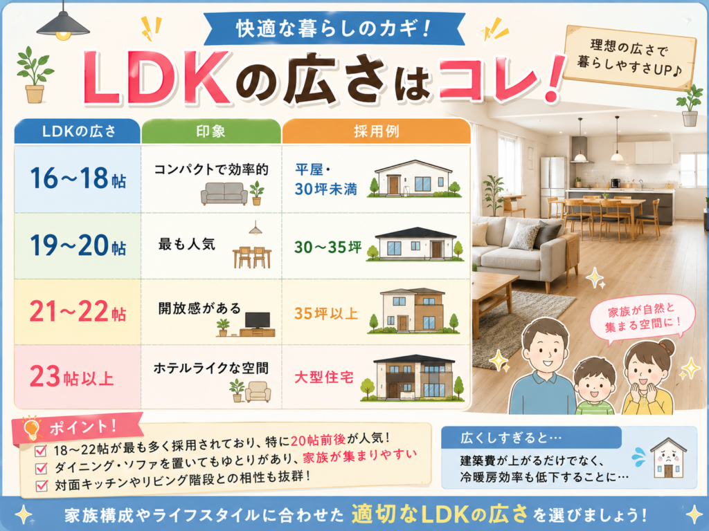 Size of the living, dining, and kitchen area