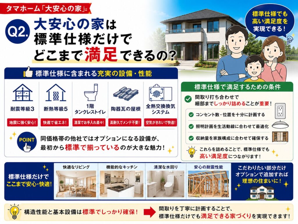 Q2. To what extent can you be satisfied with the "Dai-Anshin no Ie" (Home of Great Peace of Mind) based solely on its standard specifications?