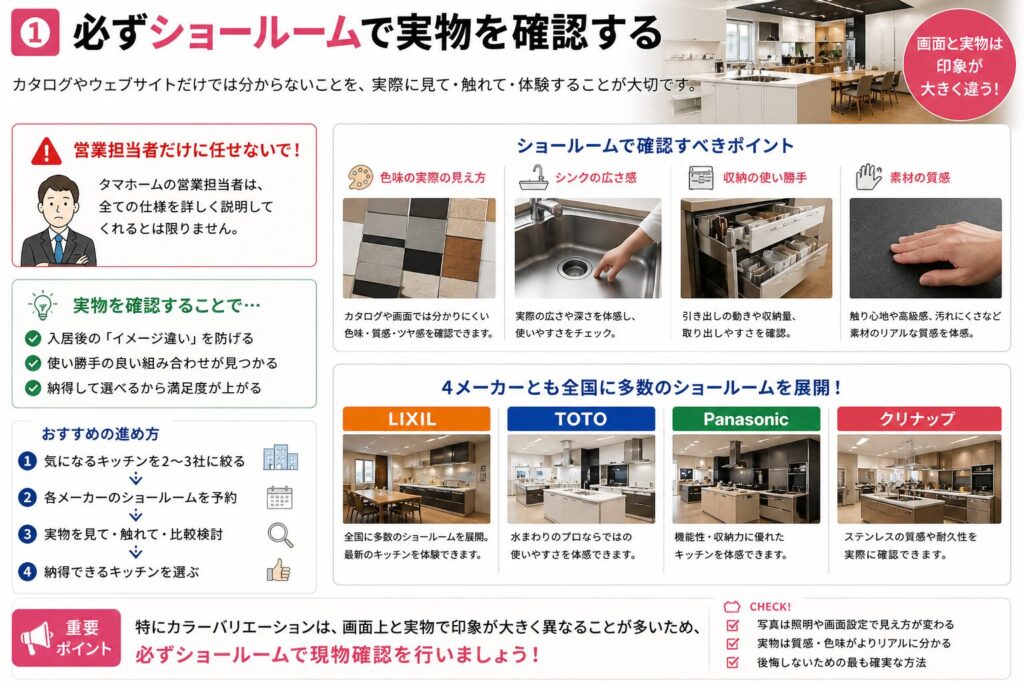 ① Always check the actual product at the showroom.
