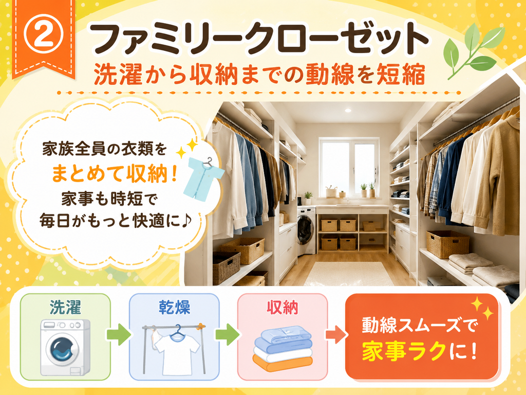 ② Family Closet | Streamlining the flow from laundry to storage