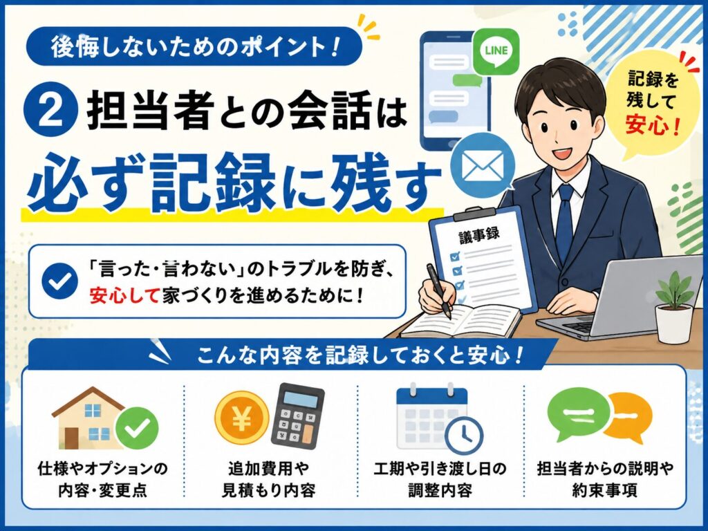 ② Always keep a record of conversations with the person in charge.