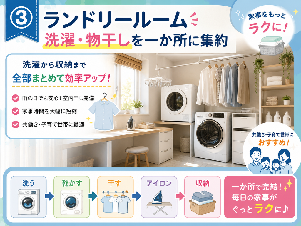 ③ Laundry Room | Consolidating washing and drying in one place