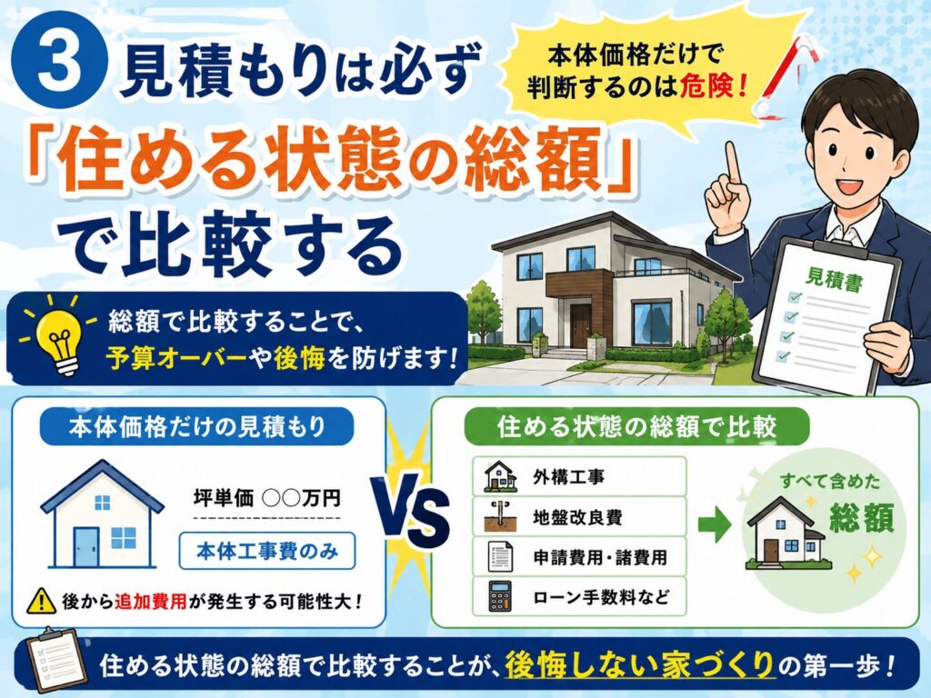 ③ Always compare quotes based on the total cost to make the home ready for occupancy.