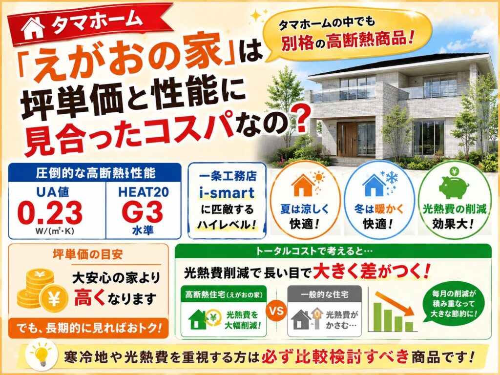 ③: Does Tamahome’s "Egao no Ie" offer good value for money considering its price per tsubo and performance?