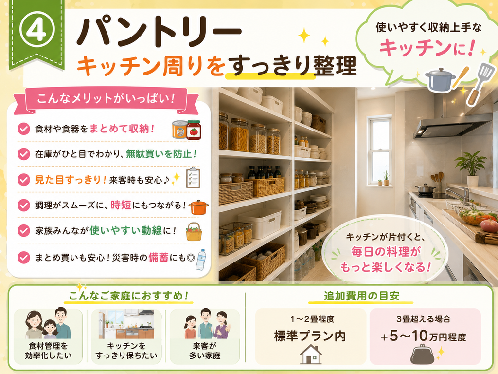 ④ Pantry | Keep the kitchen area neat and organized.