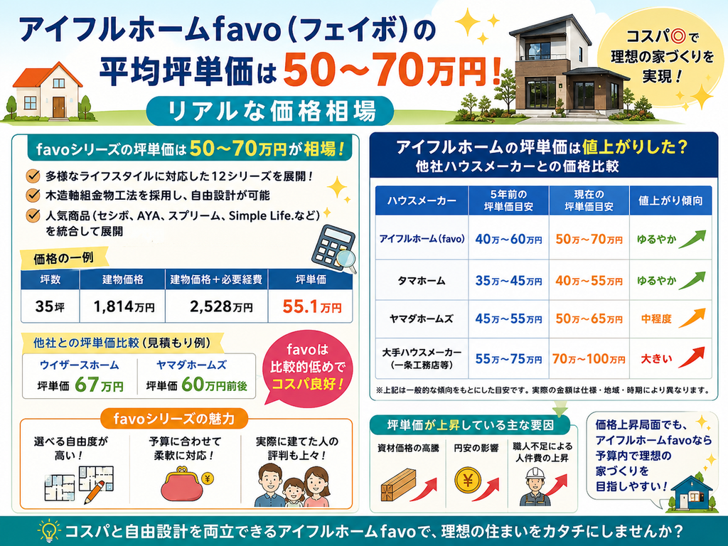 The average price per tsubo for Aiful Home "favo" is 500,000 to 700,000 yen—a look at the realistic price range.