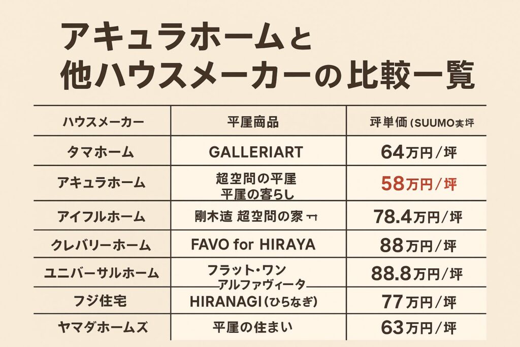 Comparison list of Aqura Home and other home builders