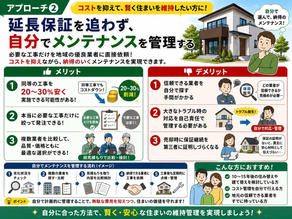 Approach ②: Don't pursue extended warranties; manage maintenance yourself.