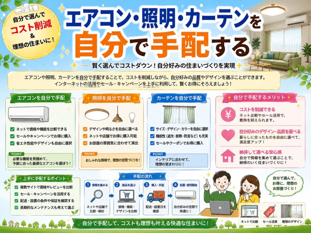 Arrange for the air conditioner, lighting, and curtains yourself.