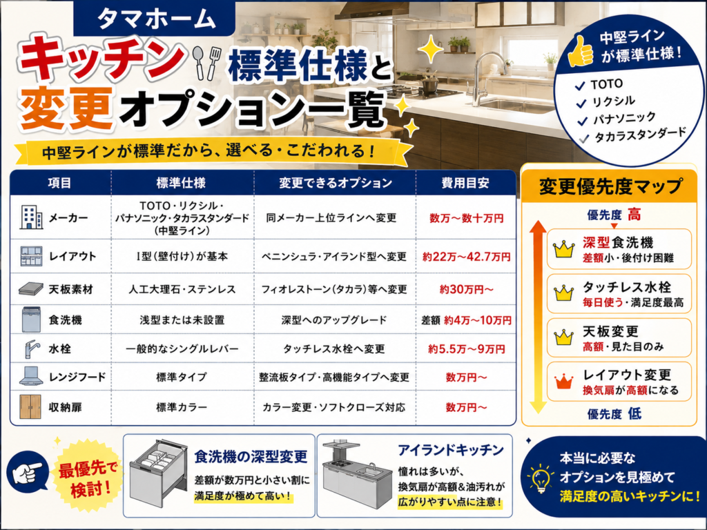List of Standard Kitchen Specifications and Modification Options