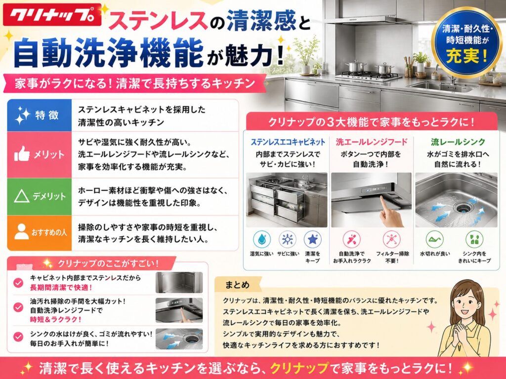 Cleanup: Appealing for its hygienic stainless steel and automatic cleaning function.