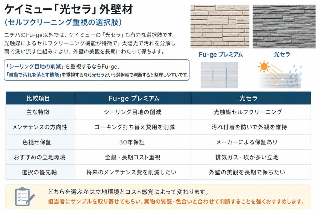 KMEW "Hikari-Cera" exterior wall material (an option prioritizing self-cleaning)