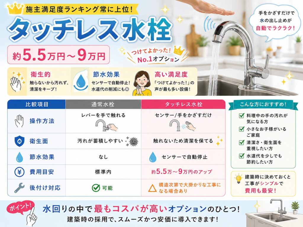 Touchless faucet (approx. 55,000–90,000 yen)