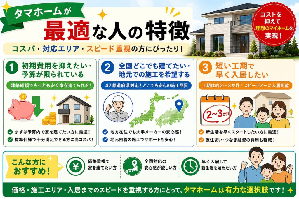Characteristics of people for whom Tama Home is the best fit