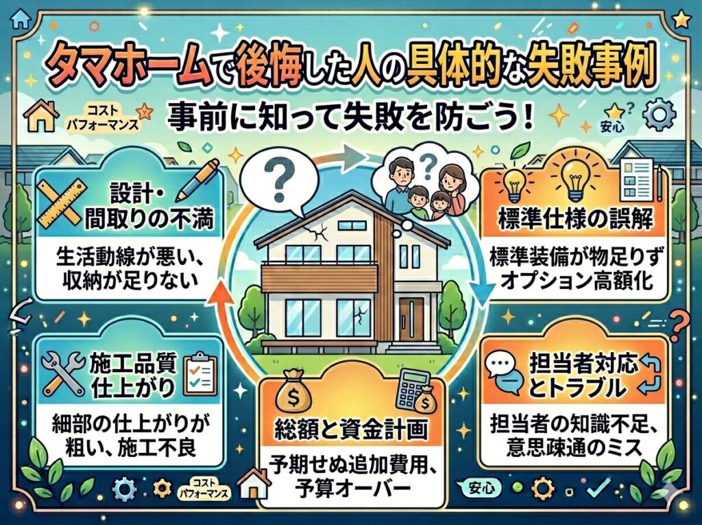 Specific examples of mistakes made by people who regretted choosing Tama Home.