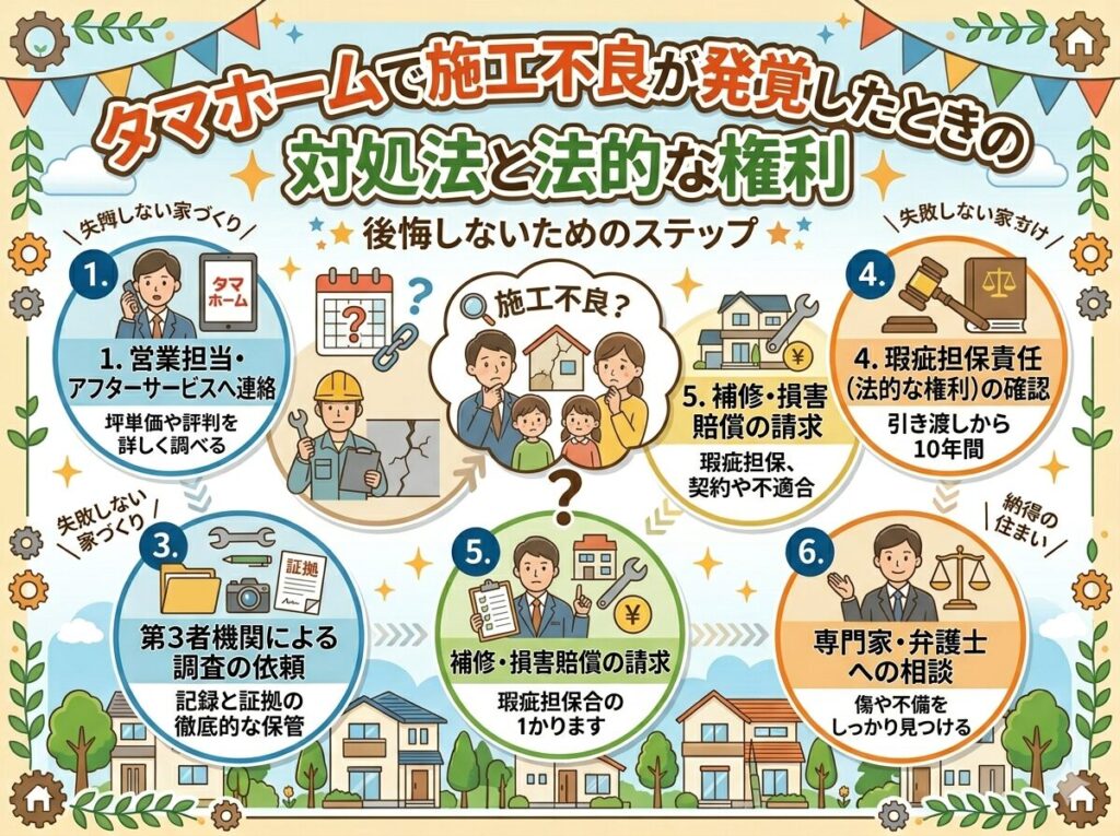 What to do and your legal rights if construction defects are discovered in a Tama Home.
