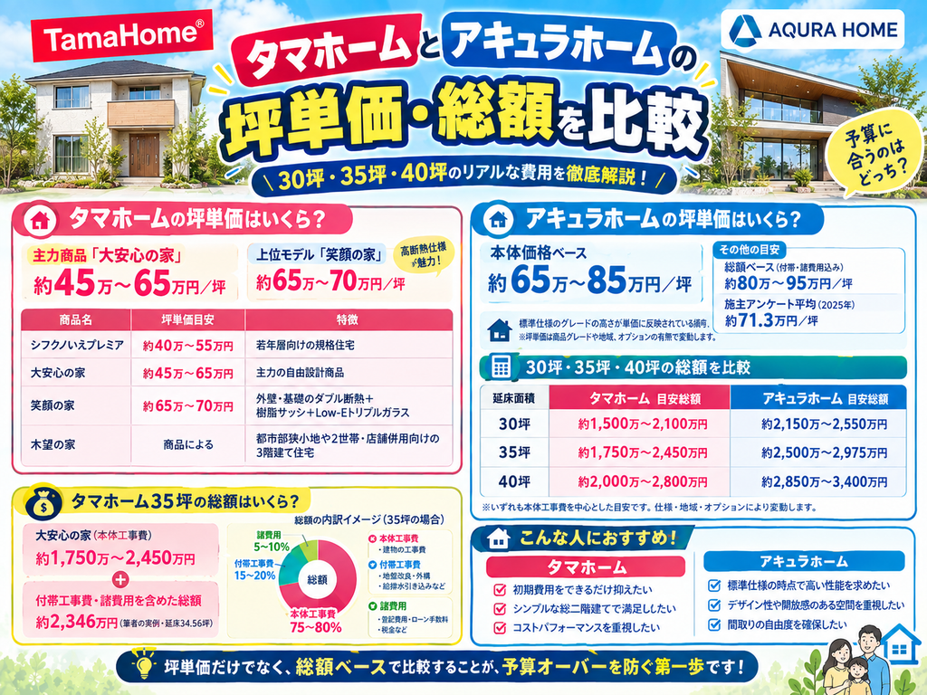 Comparing Price per Tsubo and Total Cost: Tamahome vs. Aqura Home