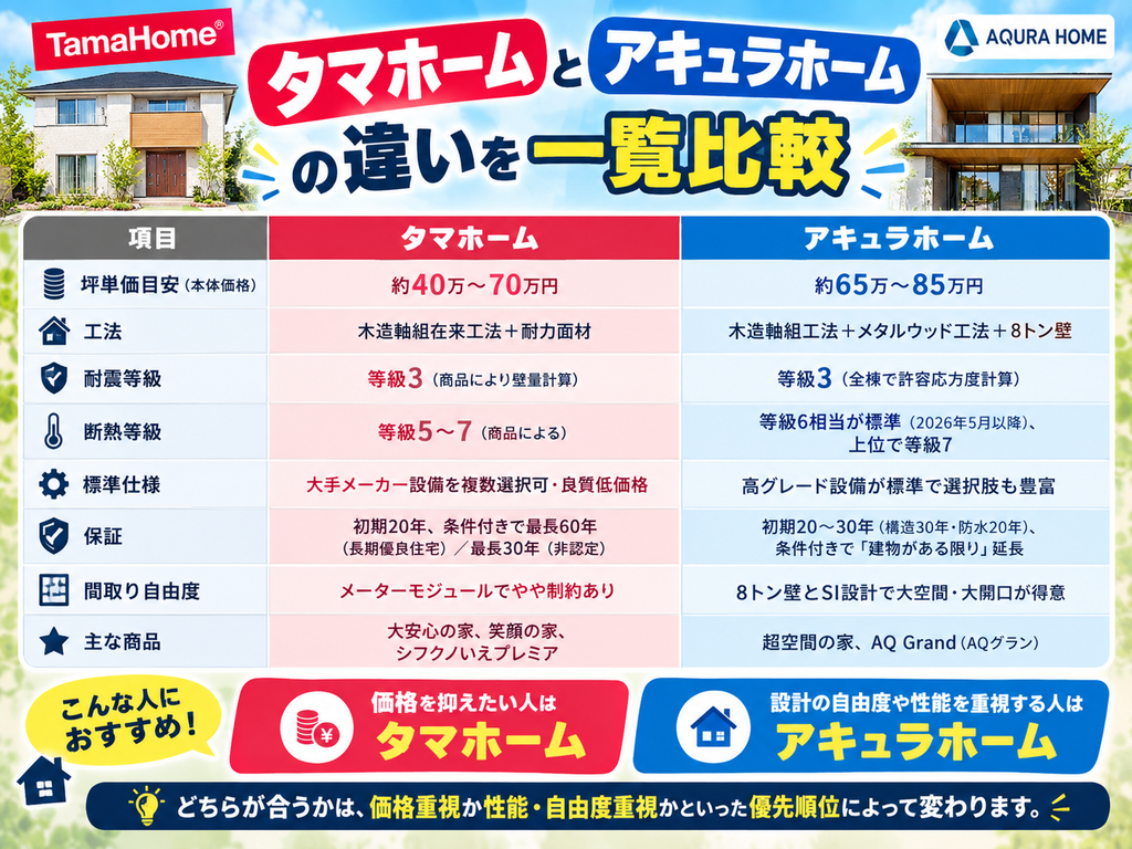 Side-by-Side Comparison of Tamahome and Aqura Home