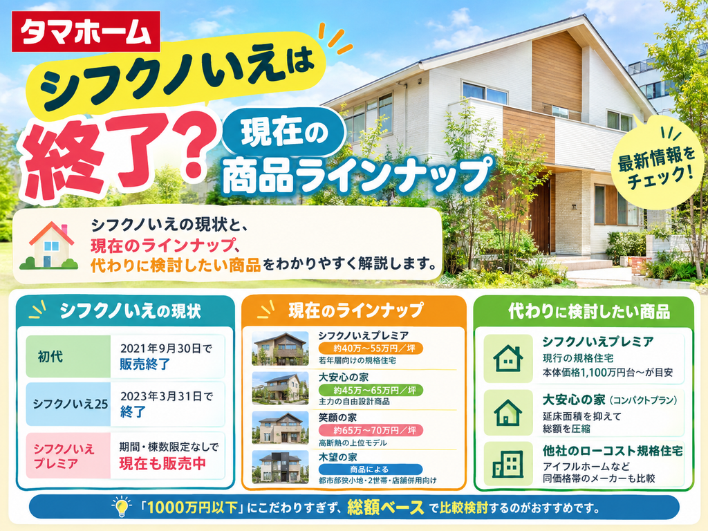Has Tamahome Discontinued "Shifuku no Ie"? Current Product Lineup