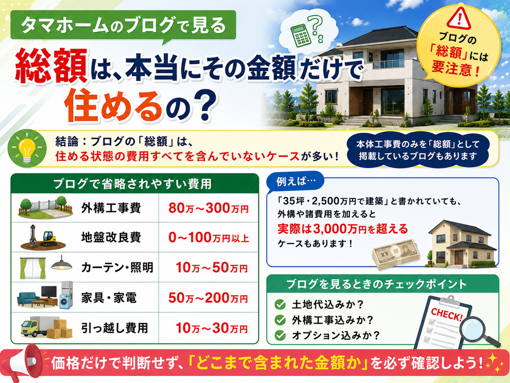Is it really possible to live in a house for just the total amount shown on Tama Home's blog?