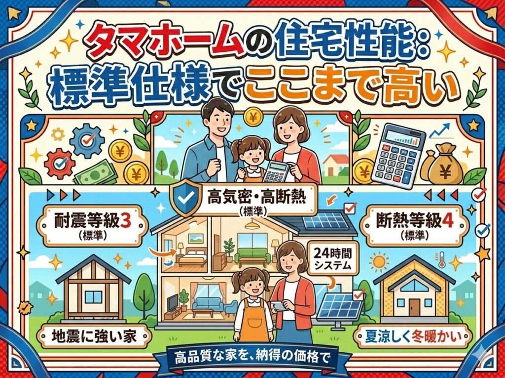 Tama Home's housing performance: This high level even with standard specifications.