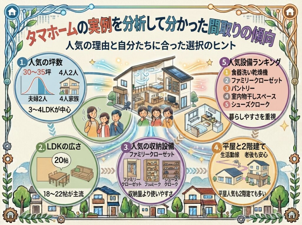 Floor plan trends identified through an analysis of actual Tamahome examples