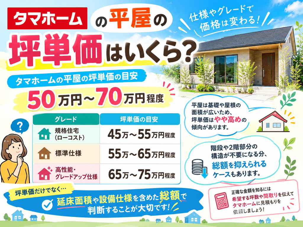 What is the price per tsubo for a single-story house from Tamahome?