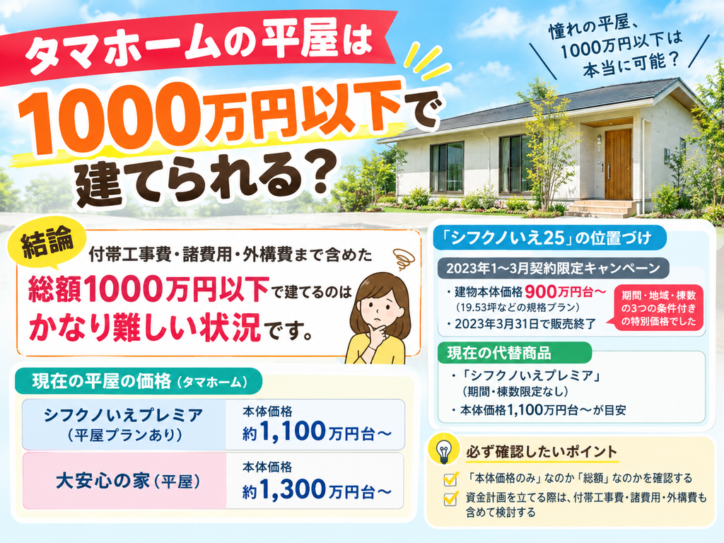 Can you build a single-story house with Tamahome for under 10 million yen?