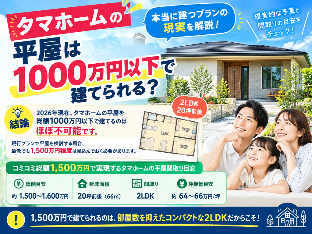 Can You Build a Single-Story Tamahome House for Under 10 Million Yen? The Reality of Plans That Can Actually Be Built