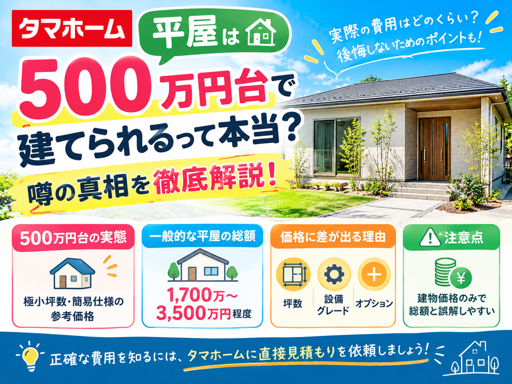 Is it true you can build a single-story home with Tamahome for around 5 million yen? The truth behind the rumors.