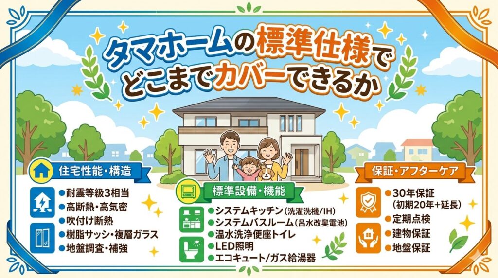 How much can be covered by Tama Home's standard specifications?