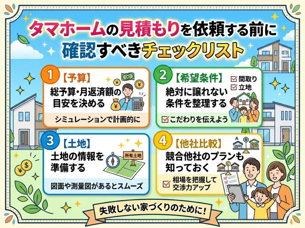 Checklist to review before requesting a quote from Tama Home