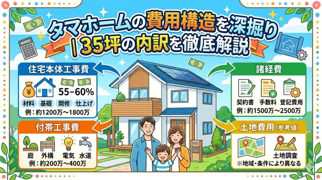 A deep dive into Tama Home's cost structure | A thorough explanation of the breakdown of a 35-tsubo (approx. 116 sq m) home.