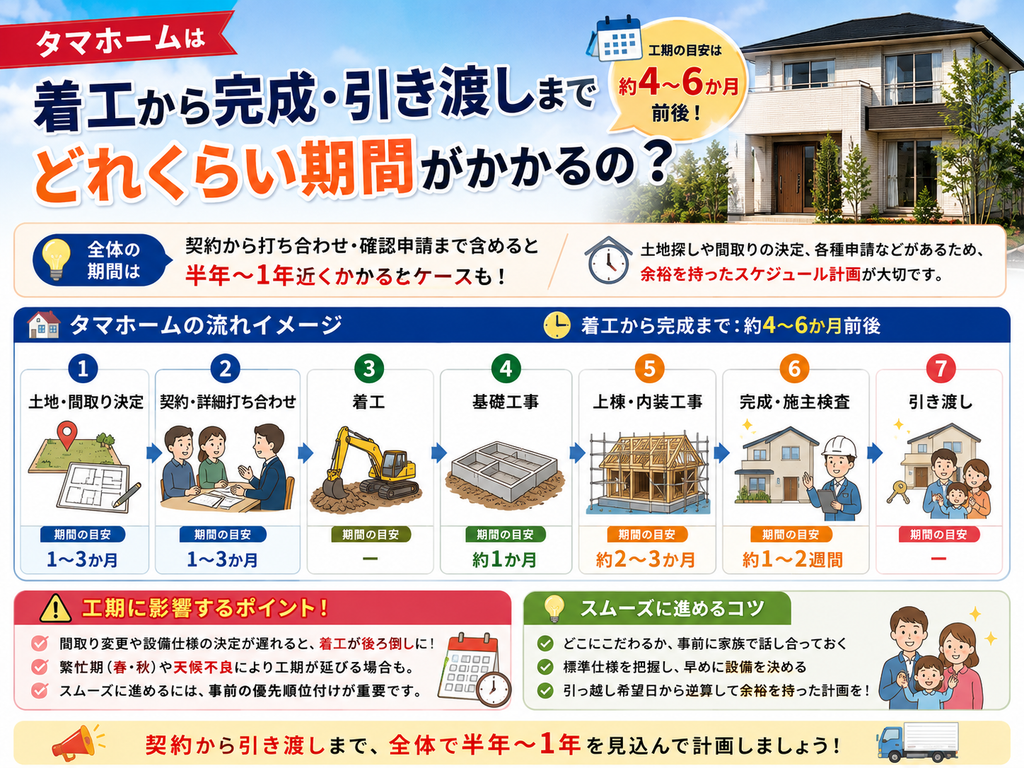 How long does it take for Tamahome to complete a house, from the start of construction to handover?