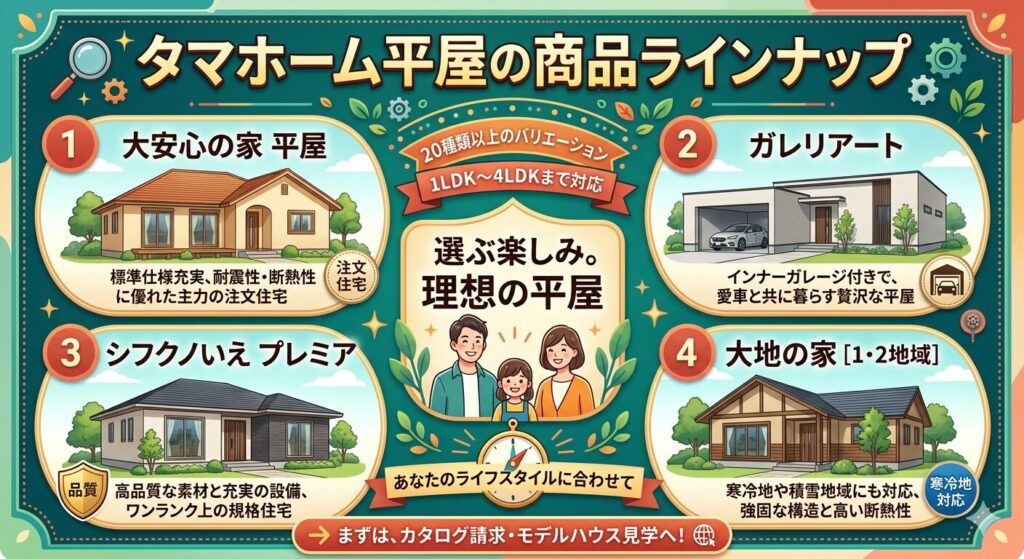 Tama Home's single-story house product lineup