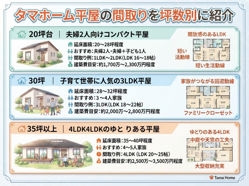 Introducing Tamahome Single-Story Floor Plans by Size (Tsubo)