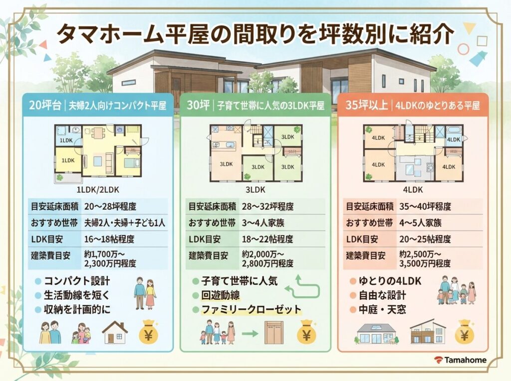 Introducing Tamahome Single-Story Floor Plans by Size (Tsubo)