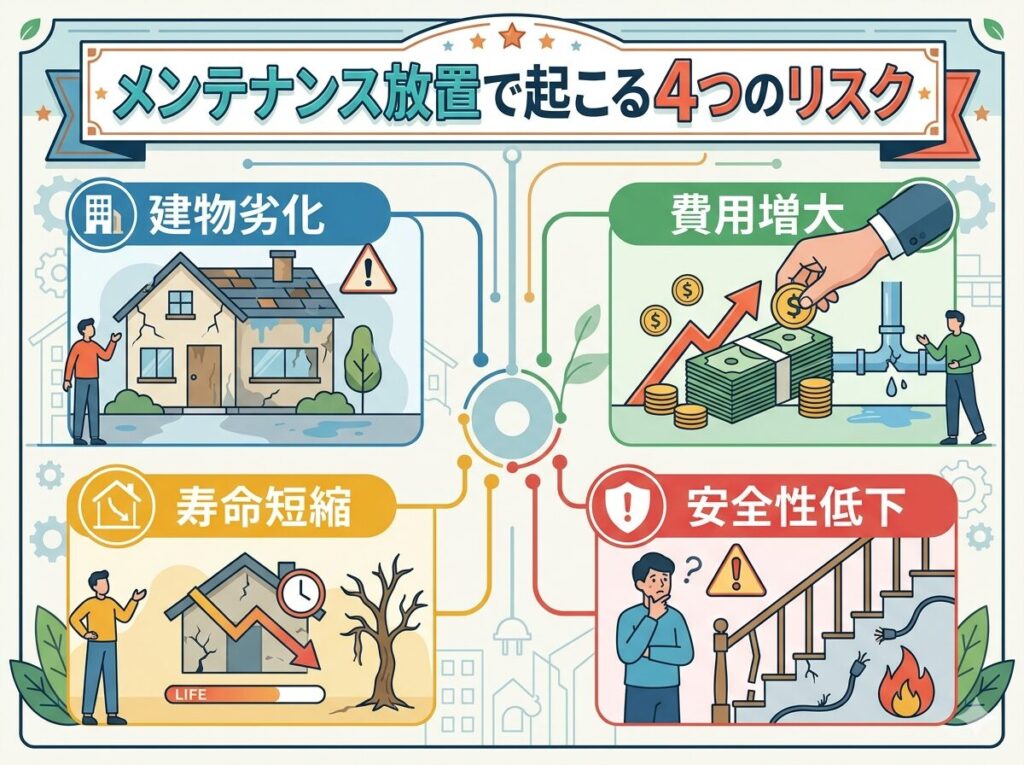 Four risks that can occur if maintenance is neglected