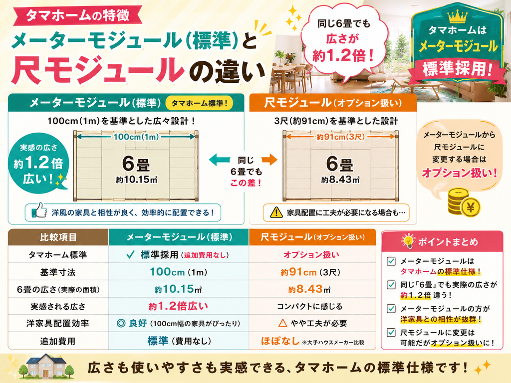 Differences Between the Meter Module (Standard) and the Shaku Module [Features of Tama Home]