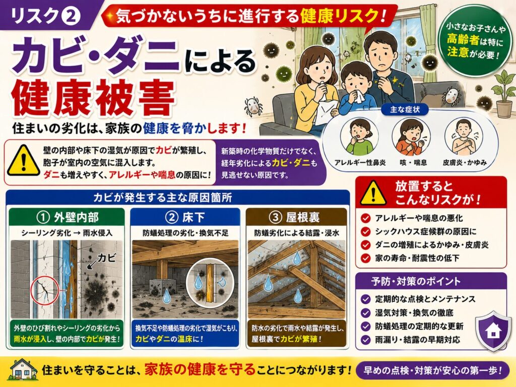 Risk ②: Health damage caused by mold and dust mites