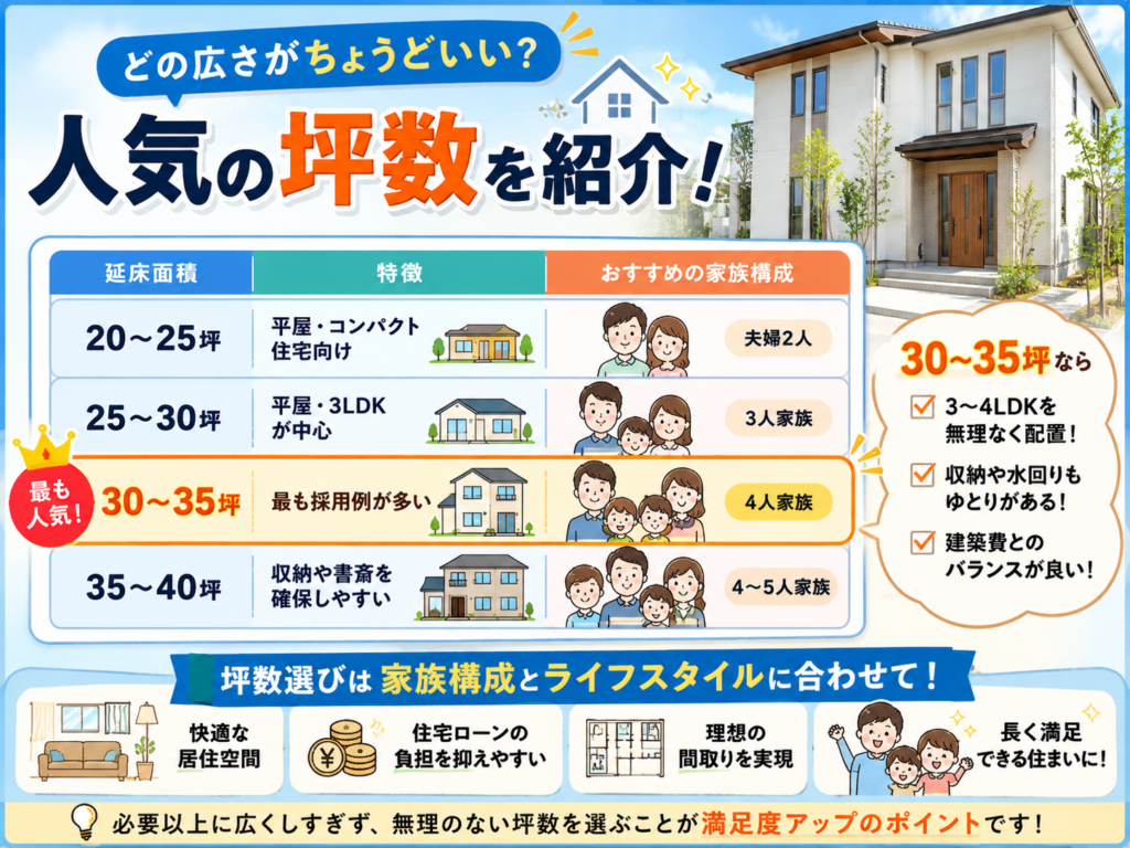 Popular floor area sizes (in tsubo)
