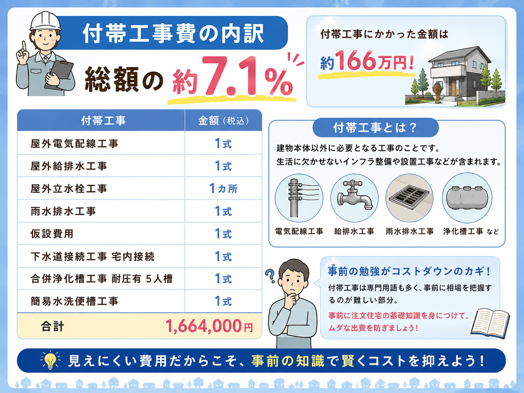 Breakdown of incidental construction costs (approximately 7.1% of the total amount)