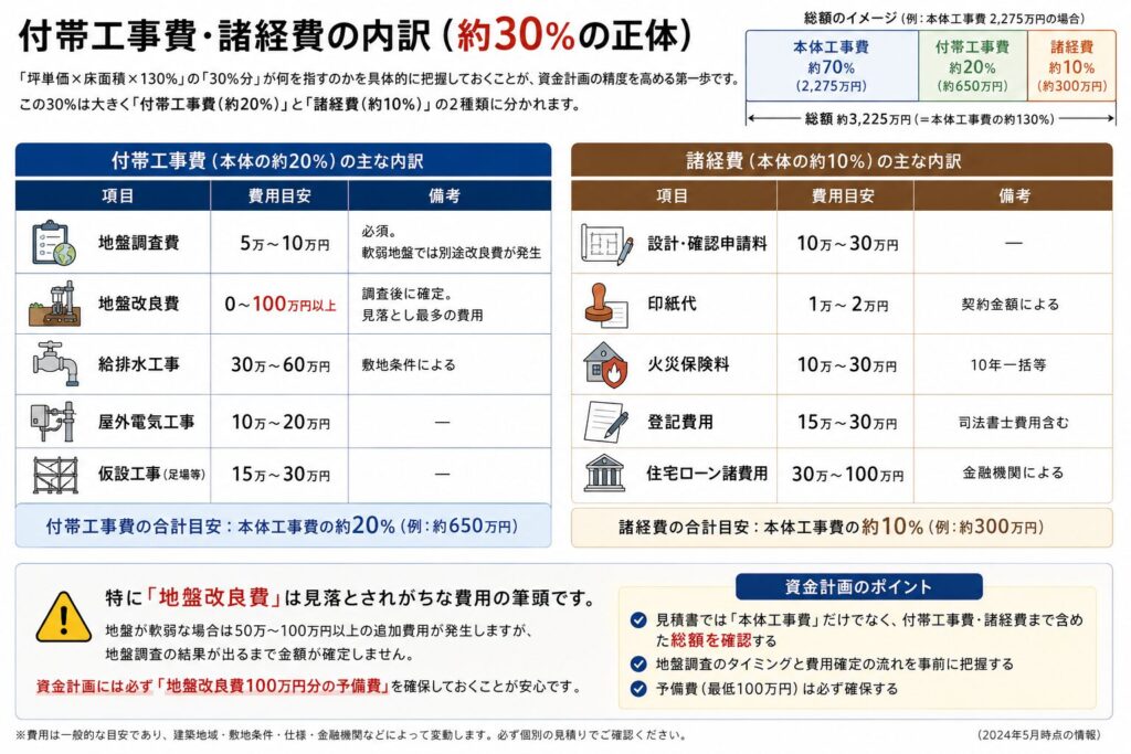 Breakdown of incidental construction costs and miscellaneous expenses (the true nature of approximately 30%)