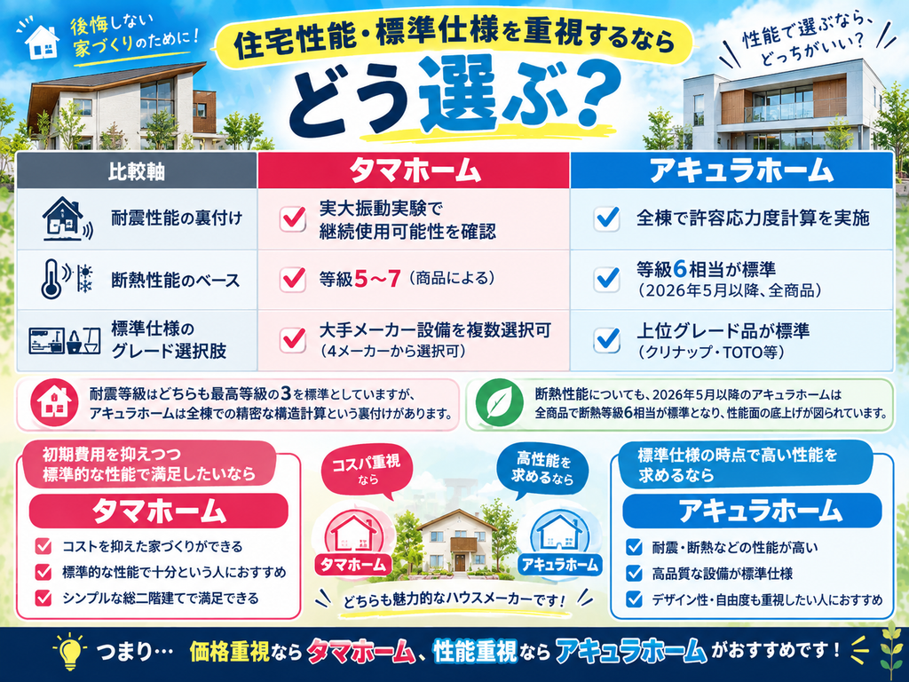 How should you choose if you prioritize housing performance and standard specifications?