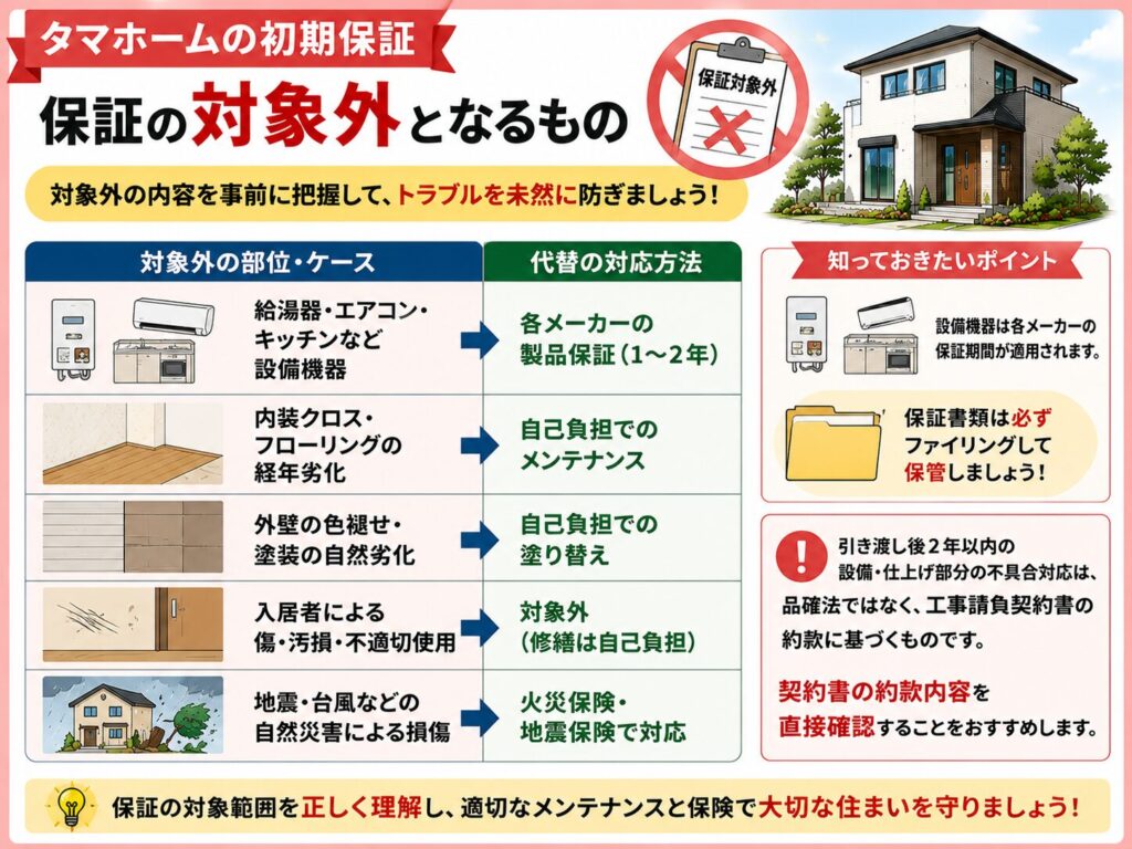 Items not covered by the warranty